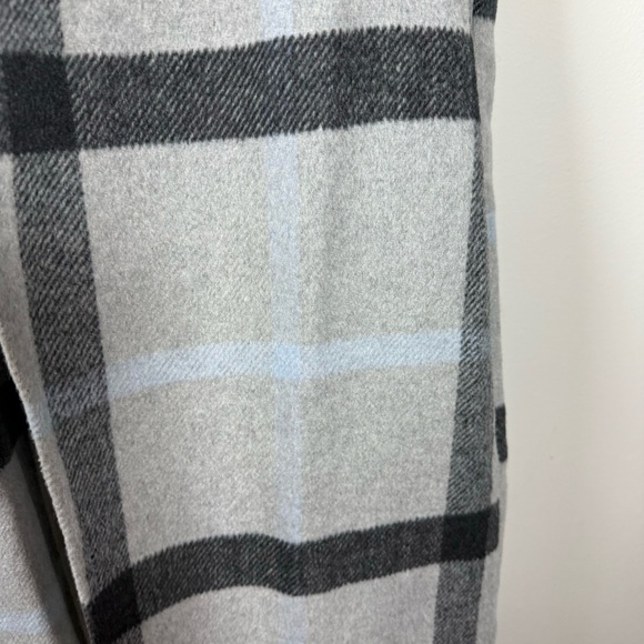 Favlux Long Wool Blend Gray Blue Plaid Cardigan Sweater Vest Size Large - Picture 6 of 14